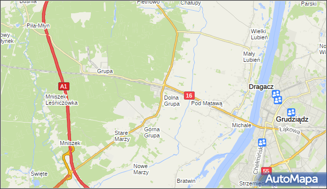 mapa Dolna Grupa, Dolna Grupa na mapie Targeo