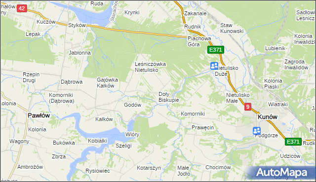 mapa Doły Biskupie, Doły Biskupie na mapie Targeo