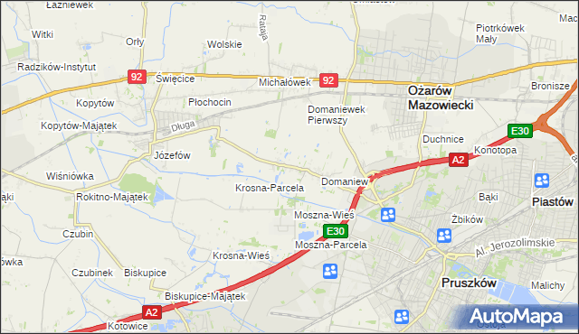 mapa Domaniewek gmina Brwinów, Domaniewek gmina Brwinów na mapie Targeo