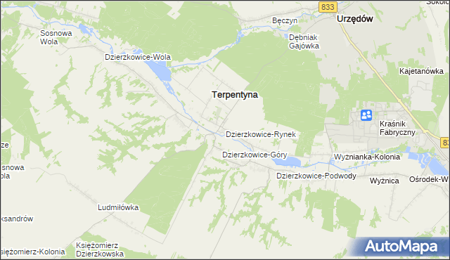 mapa Dzierzkowice-Rynek, Dzierzkowice-Rynek na mapie Targeo