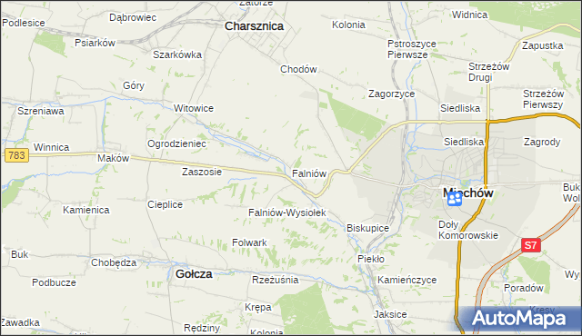 mapa Falniów, Falniów na mapie Targeo