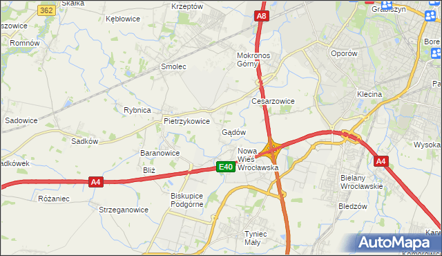 mapa Gądów, Gądów na mapie Targeo