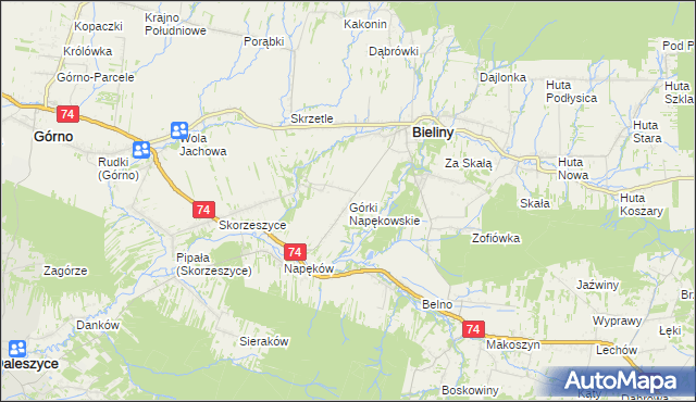 mapa Górki Napękowskie, Górki Napękowskie na mapie Targeo