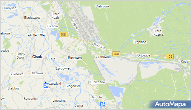 mapa Grabówka gmina Bierawa, Grabówka gmina Bierawa na mapie Targeo