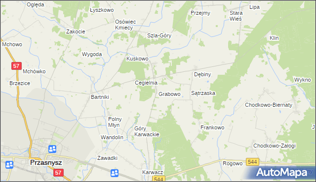 mapa Grabowo gmina Przasnysz, Grabowo gmina Przasnysz na mapie Targeo
