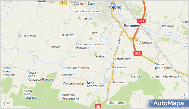 mapa Grębanin, Grębanin na mapie Targeo