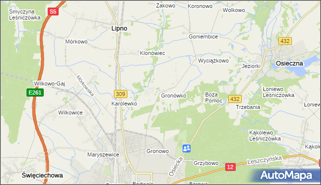 mapa Gronówko gmina Lipno, Gronówko gmina Lipno na mapie Targeo