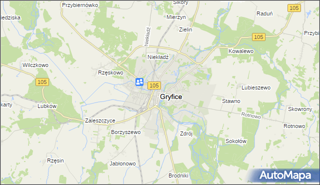 mapa Gryfice, Gryfice na mapie Targeo
