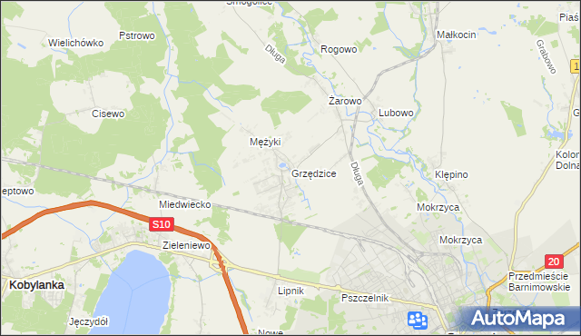 mapa Grzędzice, Grzędzice na mapie Targeo
