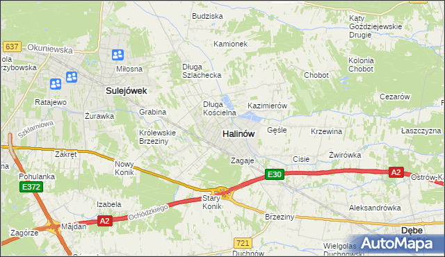 mapa Halinów powiat miński, Halinów powiat miński na mapie Targeo