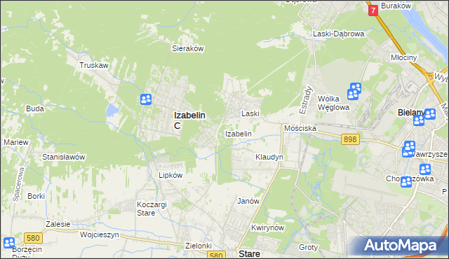 mapa Izabelin powiat warszawski zachodni, Izabelin powiat warszawski zachodni na mapie Targeo