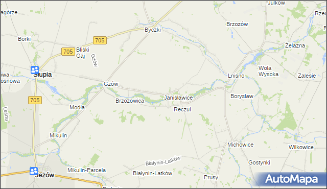 mapa Janisławice gmina Głuchów, Janisławice gmina Głuchów na mapie Targeo