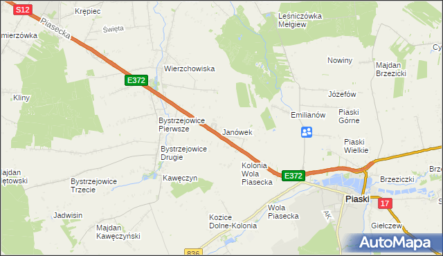 mapa Janówek gmina Piaski, Janówek gmina Piaski na mapie Targeo