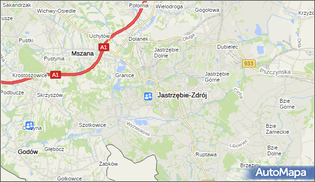 mapa Jastrzębie-Zdrój, Jastrzębie-Zdrój na mapie Targeo