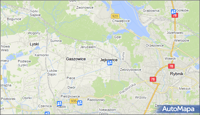 mapa Jejkowice, Jejkowice na mapie Targeo