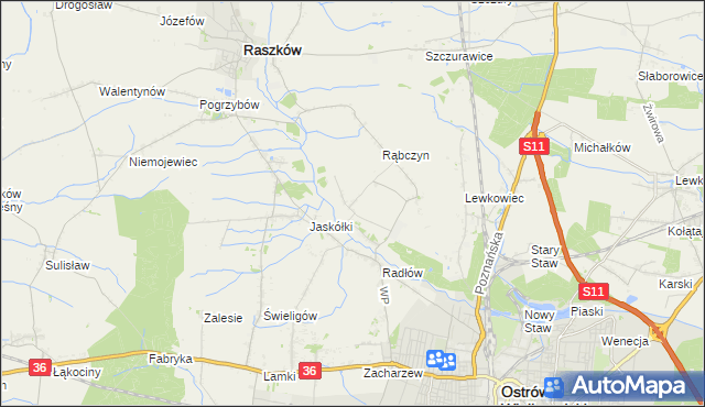 mapa Jelitów gmina Raszków, Jelitów gmina Raszków na mapie Targeo