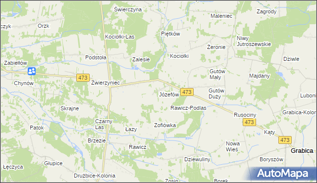 mapa Józefów gmina Drużbice, Józefów gmina Drużbice na mapie Targeo