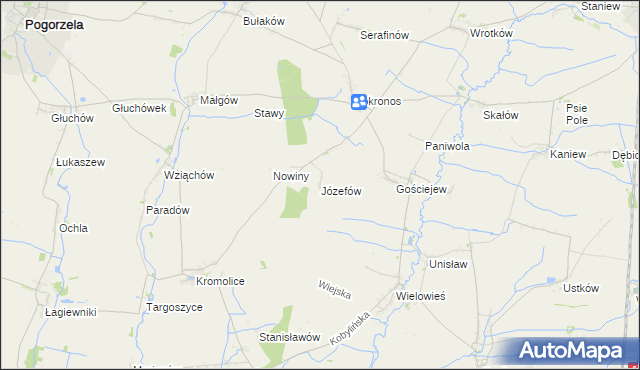 mapa Józefów gmina Koźmin Wielkopolski, Józefów gmina Koźmin Wielkopolski na mapie Targeo