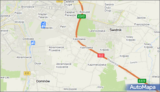 mapa Kalinówka gmina Głusk, Kalinówka gmina Głusk na mapie Targeo