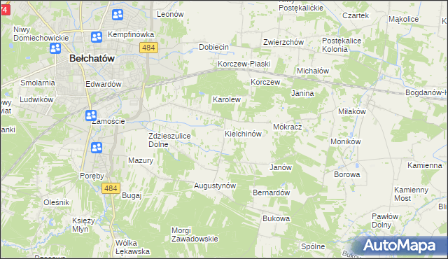 mapa Kielchinów, Kielchinów na mapie Targeo