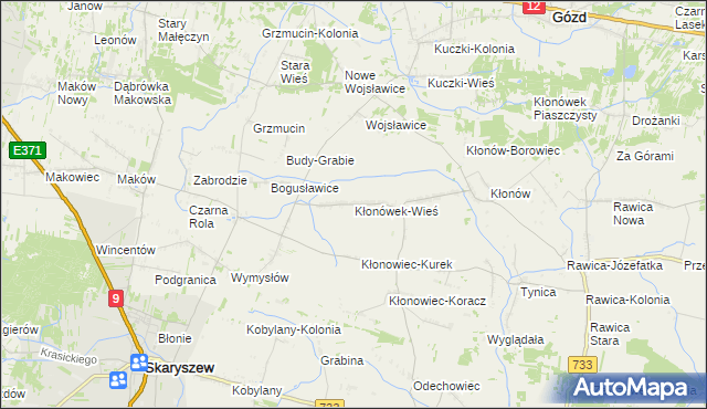 mapa Kłonówek-Wieś, Kłonówek-Wieś na mapie Targeo