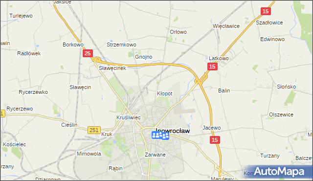 mapa Kłopot gmina Inowrocław, Kłopot gmina Inowrocław na mapie Targeo