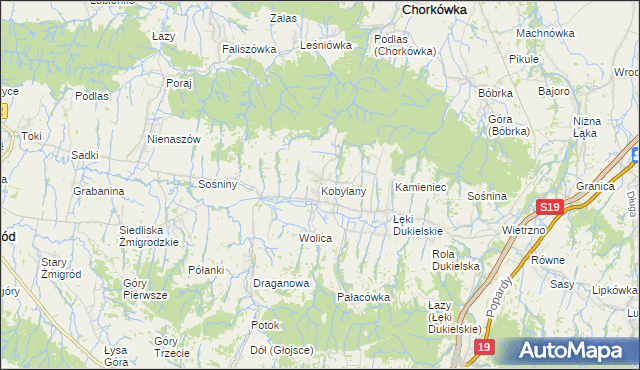 mapa Kobylany gmina Chorkówka, Kobylany gmina Chorkówka na mapie Targeo