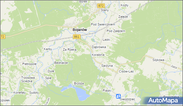 mapa Korabina, Korabina na mapie Targeo