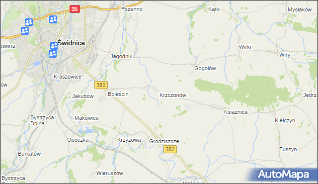 mapa Krzczonów gmina Świdnica, Krzczonów gmina Świdnica na mapie Targeo