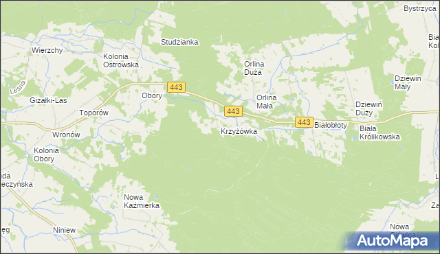 mapa Krzyżówka gmina Gizałki, Krzyżówka gmina Gizałki na mapie Targeo