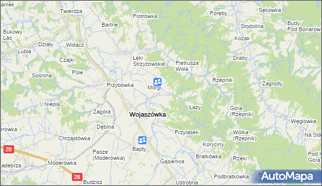 mapa Łączki Jagiellońskie, Łączki Jagiellońskie na mapie Targeo