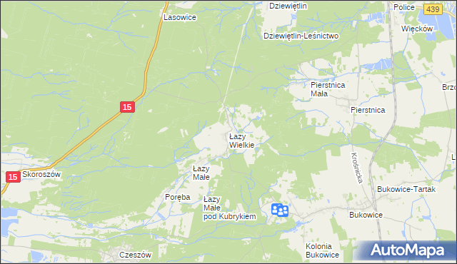 mapa Łazy Wielkie, Łazy Wielkie na mapie Targeo
