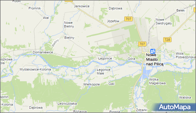 mapa Łęgonice, Łęgonice na mapie Targeo