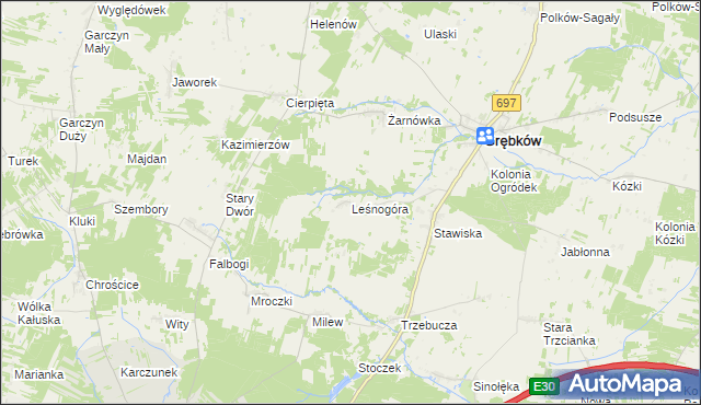 mapa Leśnogóra, Leśnogóra na mapie Targeo