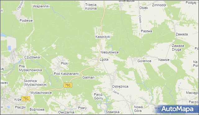 mapa Lgota gmina Trzebinia, Lgota gmina Trzebinia na mapie Targeo