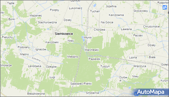 mapa Marchewki gmina Siemkowice, Marchewki gmina Siemkowice na mapie Targeo