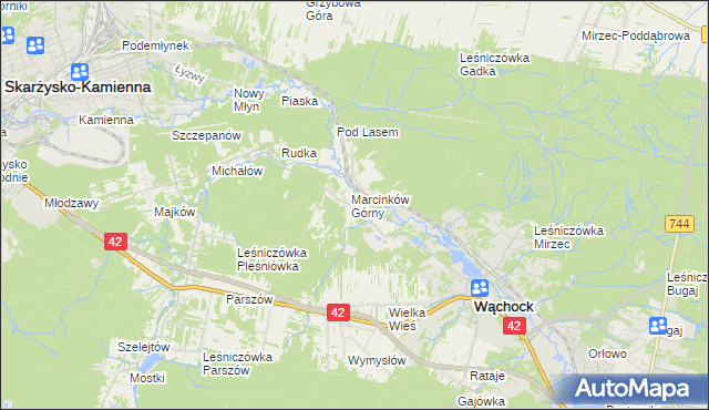 mapa Marcinków gmina Wąchock, Marcinków gmina Wąchock na mapie Targeo