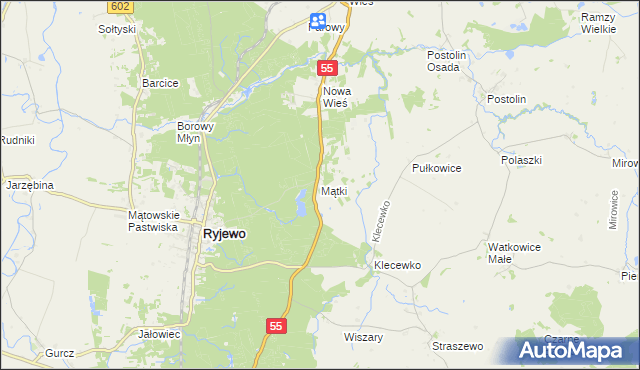 mapa Mątki gmina Ryjewo, Mątki gmina Ryjewo na mapie Targeo