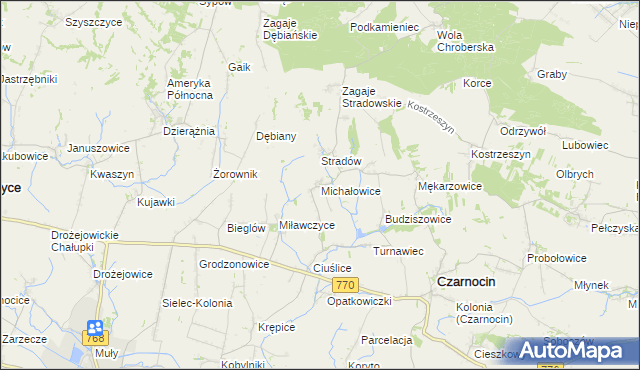 mapa Michałowice gmina Czarnocin, Michałowice gmina Czarnocin na mapie Targeo