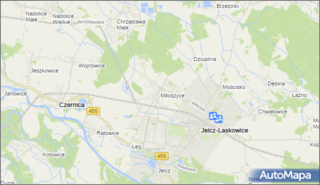 mapa Miłoszyce, Miłoszyce na mapie Targeo