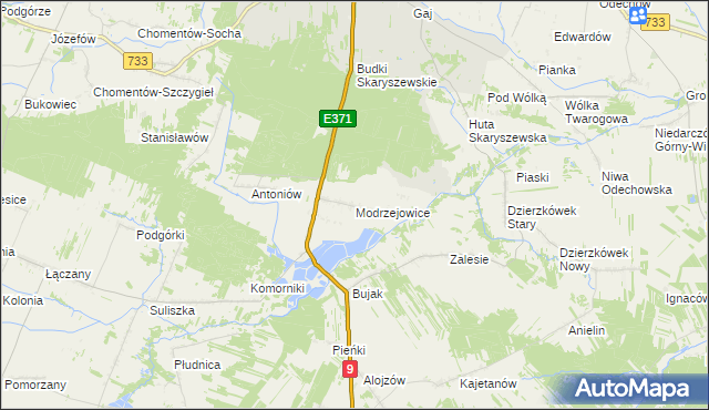 mapa Modrzejowice, Modrzejowice na mapie Targeo