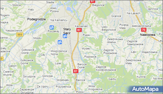 mapa Myślec, Myślec na mapie Targeo