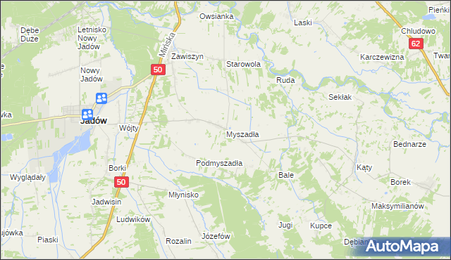 mapa Myszadła, Myszadła na mapie Targeo