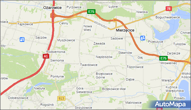 mapa Najdziszów, Najdziszów na mapie Targeo