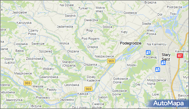 mapa Naszacowice, Naszacowice na mapie Targeo