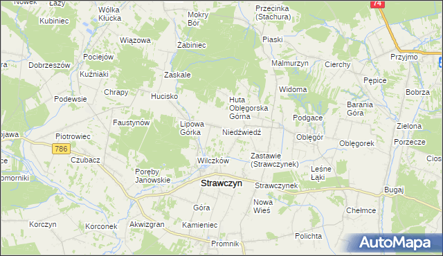 mapa Niedźwiedź gmina Strawczyn, Niedźwiedź gmina Strawczyn na mapie Targeo