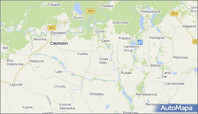 mapa Nowa Wieś gmina Ciechocin, Nowa Wieś gmina Ciechocin na mapie Targeo