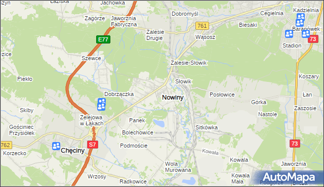 mapa Nowiny gmina Sitkówka-Nowiny, Nowiny gmina Sitkówka-Nowiny na mapie Targeo