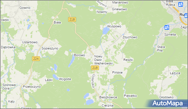 mapa Nowy Dwór Wejherowski, Nowy Dwór Wejherowski na mapie Targeo