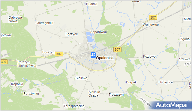 mapa Opalenica powiat nowotomyski, Opalenica powiat nowotomyski na mapie Targeo